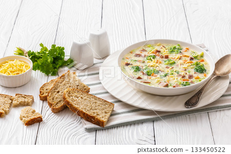 Sausage Vegetable Chowder, tasty thick creamy soup Sausage Vegetable Chowder, tasty thick creamy soup 133450522