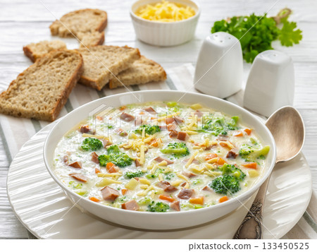 Sausage Vegetable Chowder, tasty thick creamy soup Sausage Vegetable Chowder, tasty thick creamy soup 133450525