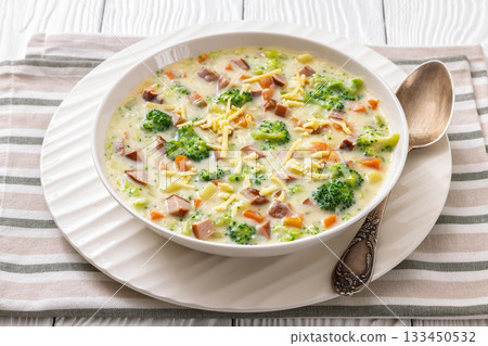 Sausage Vegetable Chowder, tasty thick creamy soup Sausage Vegetable Chowder, tasty thick creamy soup 133450532