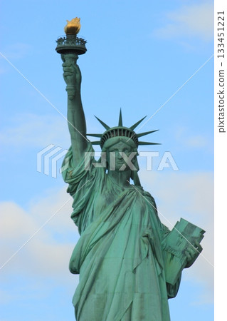 New York winter cityscape and Christmas illumination tourist scenery, Statue of Liberty, 9/11 Memorial, subway 133451221