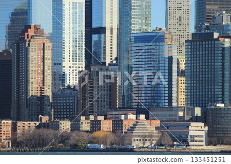 New York winter cityscape and Christmas illumination tourist scenery, Statue of Liberty, 9/11 Memorial, subway New York winter cityscape and Christmas illumination tourist scenery, Statue of Liberty, 9/11 Memorial, subway 133451251