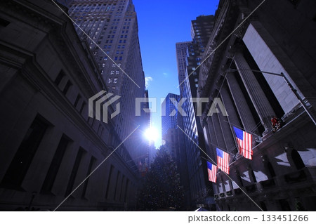 紐約冬季城市景觀和聖誕燈飾旅遊風景，自由女神像，9/11紀念館，地鐵 133451266