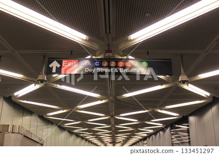 紐約冬季城市景觀和聖誕燈飾旅遊風景，自由女神像，9/11紀念館，地鐵 133451297