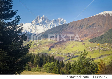 Svaneti region, Mount Ushba in Georgia Svaneti region, Mount Ushba in Georgia 133451470