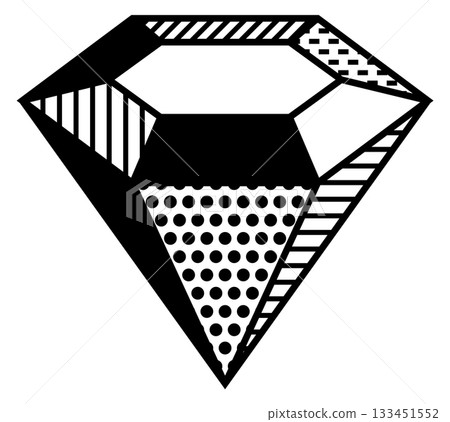 A black and white drawing of a diamond with a white background A black and white drawing of a diamond with a white background 133451552