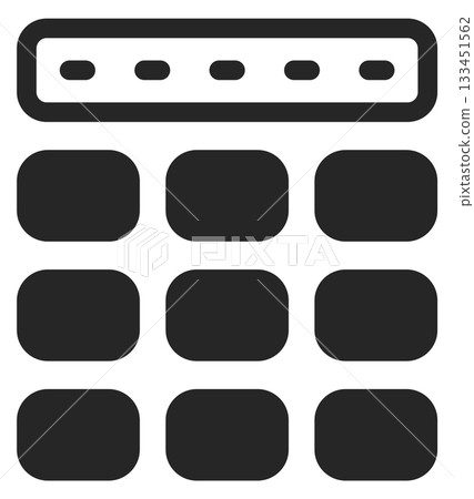 A black and white image of a keyboard with a black square in the middle 133451562