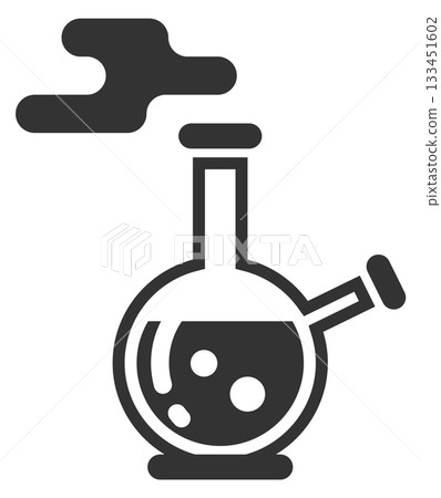 A black and white drawing of a glass bottle with a white background 133451602