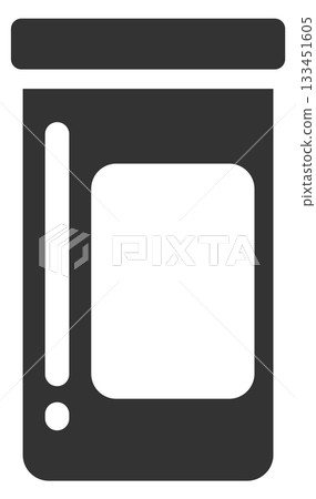 A black and white pill bottle with a white label A black and white pill bottle with a white label 133451605