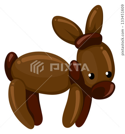 A brown balloon animal of a rabbit A brown balloon animal of a rabbit 133451609