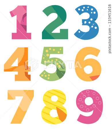 A set of colorful numbers from 1 to 9 A set of colorful numbers from 1 to 9 133451616