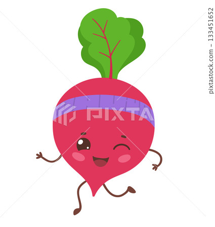 Cute beetroot character in headband 133451652