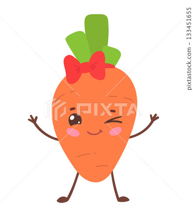 Cute carrot character with bow Cute carrot character with bow 133451655