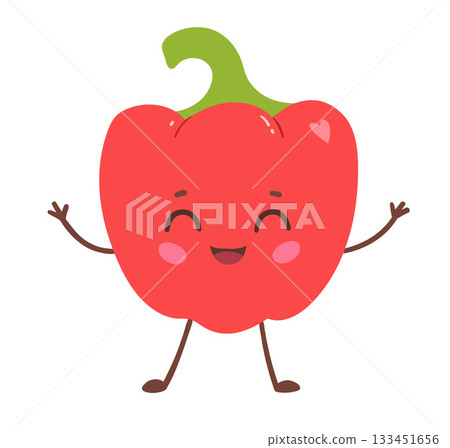 Cute red bell pepper character 133451656