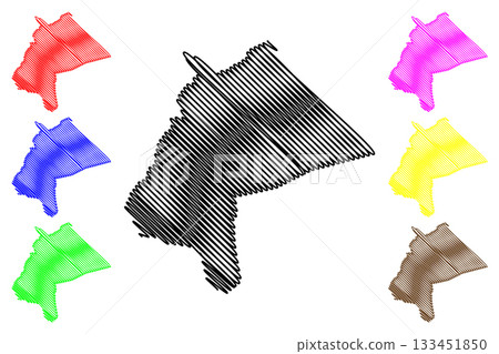 Aa en Hunze Municipality (Kingdom of the Netherlands, Holland, Drenthe province) map vector illustration, scribble sketch Aa en Hunze map 133451850