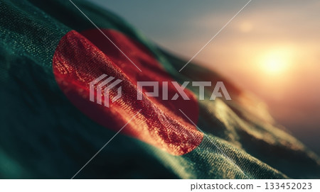 Bangladesh Flag Waving in Soft Sky Glow with Cinematic Composition Bangladesh Flag Waving in Soft Sky Glow with Cinematic Composition 133452023