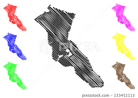 Bergen municipality (Kingdom of the Netherlands, Holland, Limburg province) map vector illustration, scribble sketch Baerge map 133452113