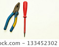 Old rusty pliers,screwdriver from the home shed for repair 133452302