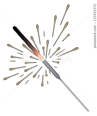A sparkler is shown with a lot of white and yellow 133452372