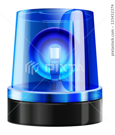 A blue and black police light with a blue bulb 133452374