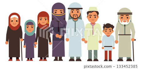 A group of people wearing traditional clothing, including a man with a cane A group of people wearing traditional clothing, including a man with a cane 133452385