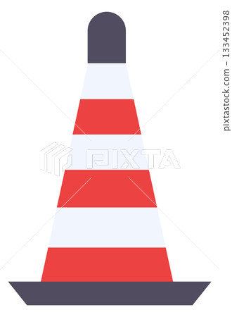 A red and white striped traffic cone 133452398