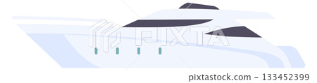 A white boat with a black stripe on the side A white boat with a black stripe on the side 133452399