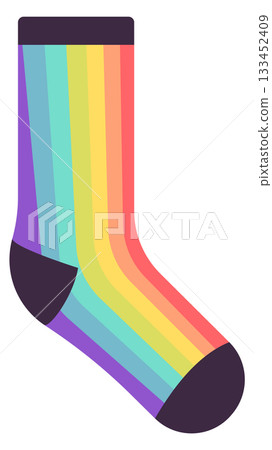 A rainbow sock with a rainbow stripe A rainbow sock with a rainbow stripe 133452409
