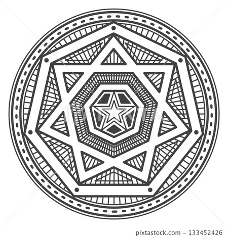 A black and white drawing of a star and a star with a star inside of it 133452426