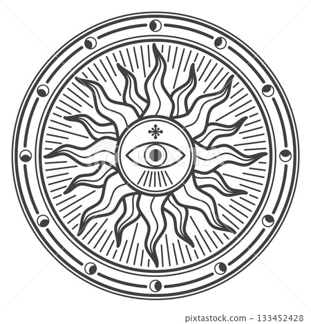 A sun with an eye in the center of it 133452428