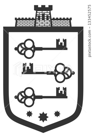 A black and white image of a key with three keys on it A black and white image of a key with three keys on it 133452575