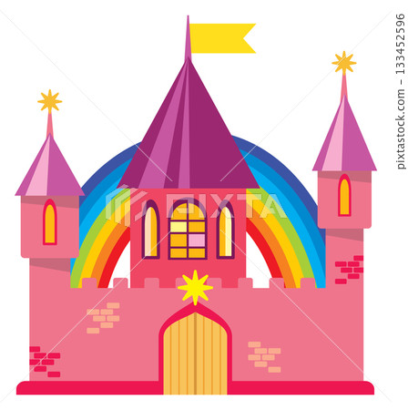 A castle with a rainbow on top of it A castle with a rainbow on top of it 133452596
