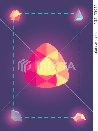 A card with a red and yellow gem on it 133453053