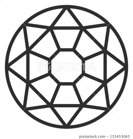 A diamond is shown in a black and white drawing A diamond is shown in a black and white drawing 133453065