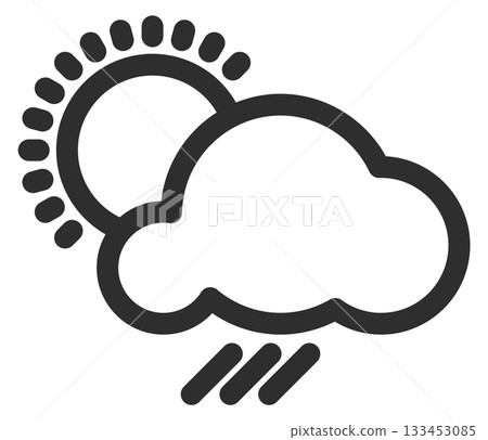 A black and white cloud with a sun in the background 133453085