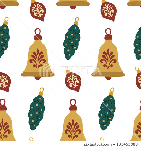 Christmas toys seamless pattern. Victorian Christmas toys, vintage, retro pattern. Christmas toys seamless pattern. Victorian Christmas toys, vintage, retro pattern. 133453088