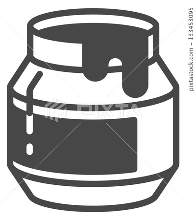 A jar of paint with a label that says paint A jar of paint with a label that says paint 133453095