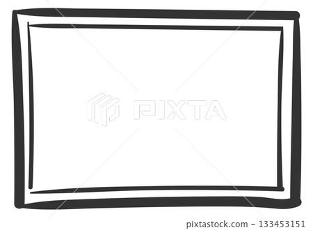 A black and white drawing of a frame with a white background 133453151