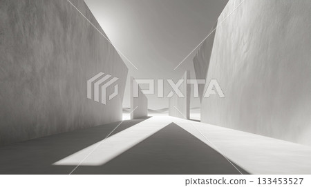 Abstract curved structure of modern architecture interwoven with light and shadow Abstract curved structure of modern architecture interwoven with light and shadow 133453527