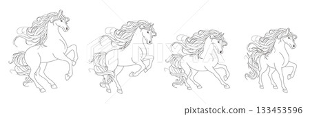 Horses outline set 133453596