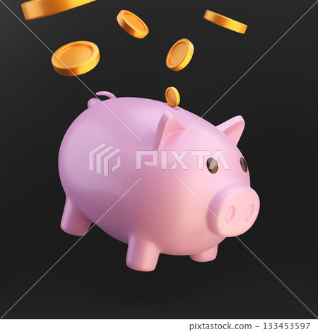 Isolated 3D piggy bank illustration Isolated 3D piggy bank illustration 133453597