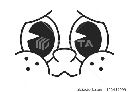 Frightened caricature comic childish face 133454099