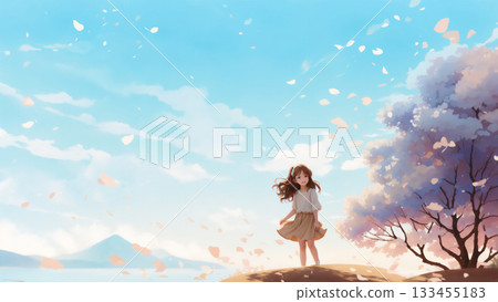 藍天與少女-人工智慧生成素材 藍天與少女-人工智慧生成素材 133455183