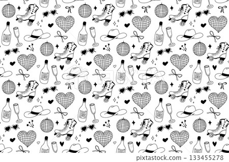 Whimsical cowgirl patterns celebrate fun and flair in a playful dance of color and style Whimsical cowgirl patterns celebrate fun and flair in a playful dance of color and style 133455278
