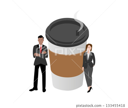 Business Professionals and a Large Coffee Cup to boost your energy 133455418