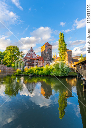 Historic Old Town. Nuremberg, Franconia, Germany. Vertical Video 133455591