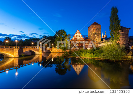 Historic Old Town at Night. Nuremberg, Franconia, Germany Historic Old Town at Night. Nuremberg, Franconia, Germany 133455593