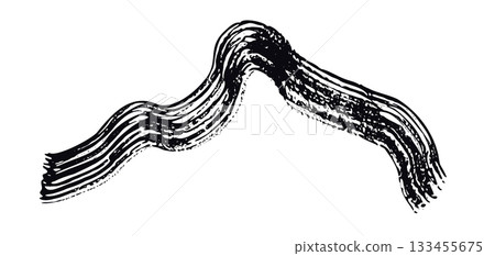 Wave textured vector grunge black ink paint brush stroke border. Abstract curve dynamic isolated dark line pattern paintbrush for texture design, abstract sound sign, striped mascara, mountain Wave textured vector grunge black ink paint brush stroke border. Abstract curve dynamic isolated dark line pattern paintbrush for texture design, abstract sound sign, striped mascara, mountain 133455675