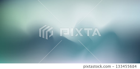 Abstract mesh gradient background of blurred navy indigo blue, teal and light green shades. Wavy soft atmospheric mountains silhouette, suitable for fluid graphic design, liquid 3d poster 133455684