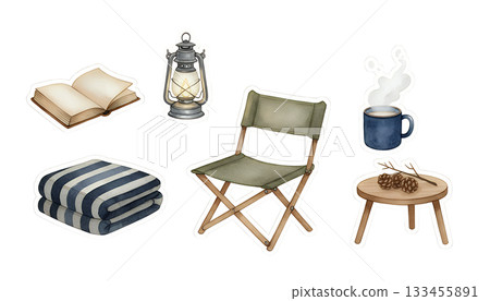 閱讀與咖啡戶外放鬆插畫集 133455891