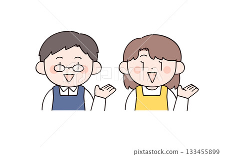 圖中描繪了一男一女,分別代表家庭主婦或家庭主婦,正在指路。 圖中描繪了一男一女,分別代表家庭主婦或家庭主婦,正在指路。 133455899